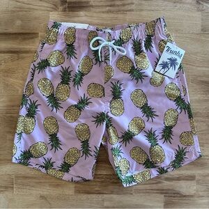 Trunks‎ Surf & Swim Co Trunks Shorts Pineapple Print Size S Violet Yellow